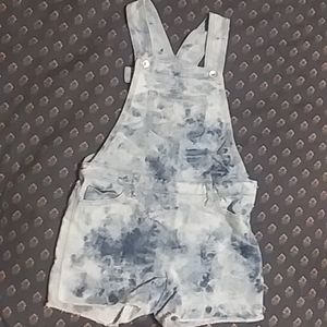 Tie-dye blue overalls